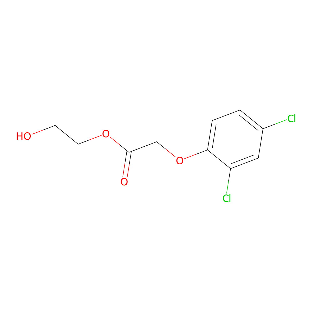 2-Hydroxyethyl 2-(2,4-dichlorophenoxy)acetate molecular structure, CAS 53404-02-7