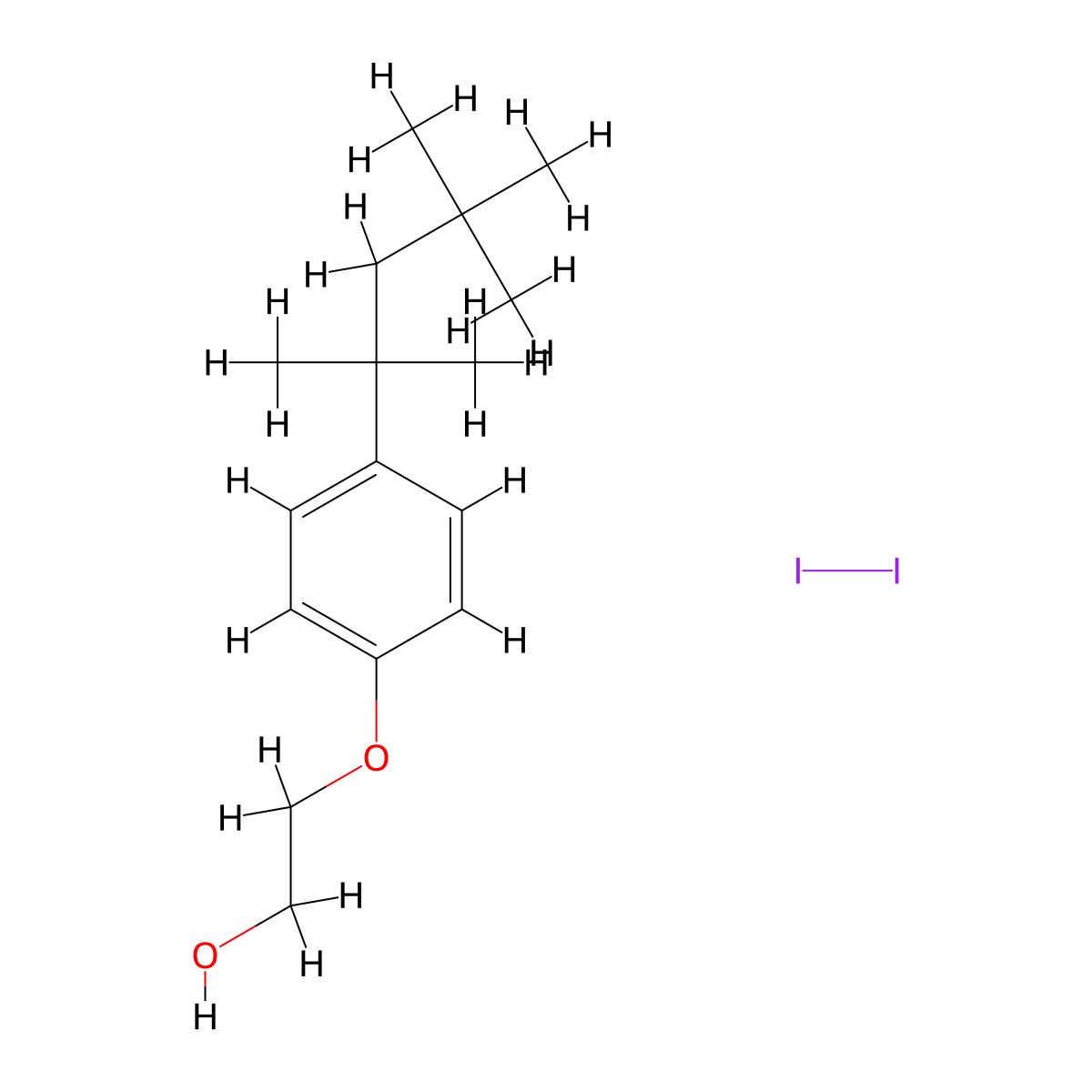 Molecular iodine;2-[4-(2,4,4-trimethylpentan-2-yl)phenoxy]ethanol molecular structure, CAS 53404-04-9