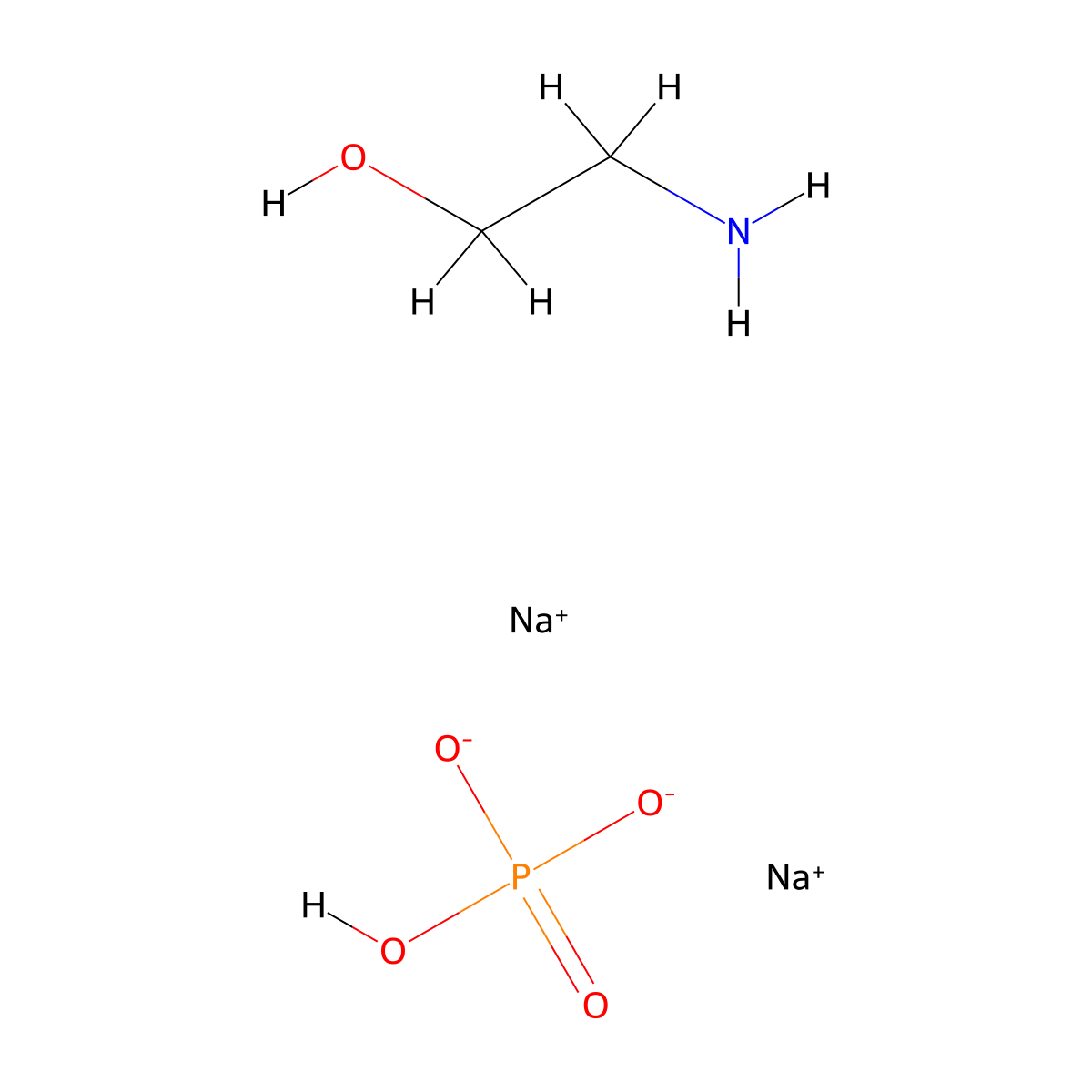 Disodium monoethanolamine phosphate molecular structure, CAS 53404-45-8