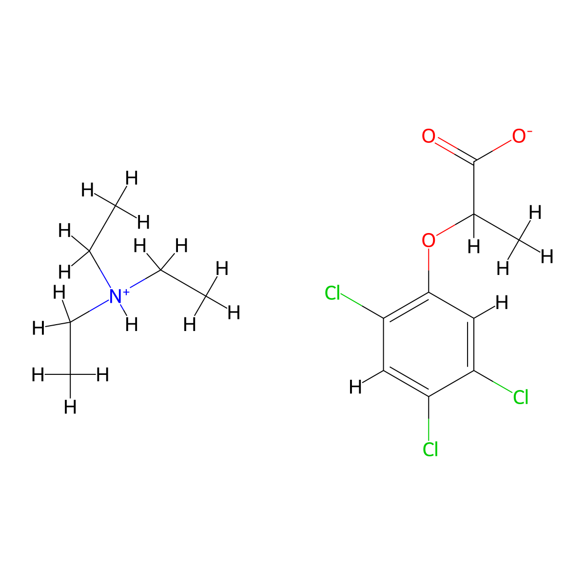 Silvex triethylamine salt molecular structure, CAS 53404-74-3
