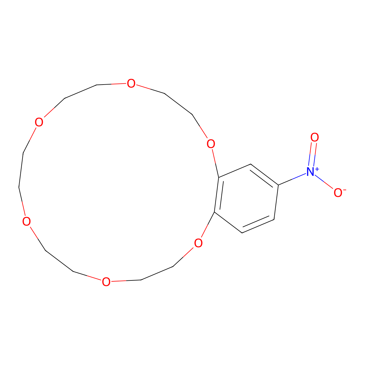 4'-Nitrobenzo-18-crown 6-Ether molecular structure, CAS 53408-96-1