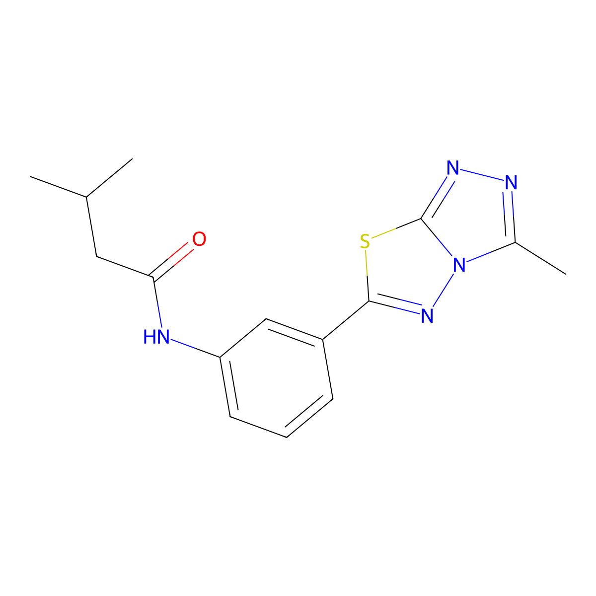 3-methyl-N-[3-(3-methyl[1,2,4]triazolo[3,4-b][1,3,4]thiadiazol-6-yl)phenyl]butanamide molecular structure, CAS 5341-04-8