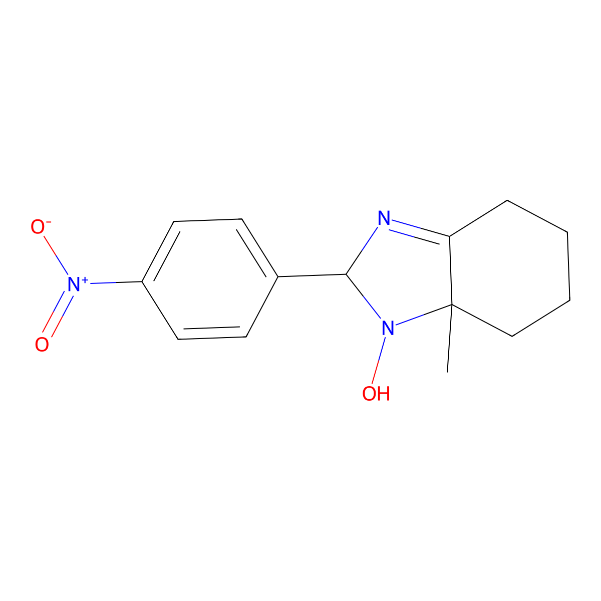 7a-Methyl-2-(4-nitrophenyl)-2,4,5,6,7,7a-hexahydro-1H-benzimidazol-1-ol molecular structure, CAS 5341-78-6