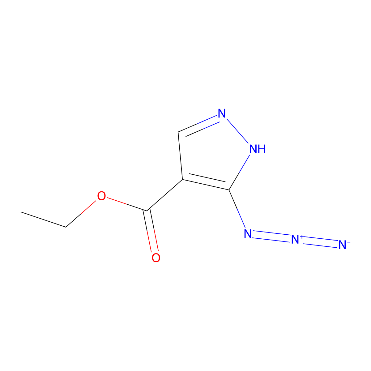 Ethyl 5-azido-1H-pyrazole-4-carboxylate molecular structure, CAS 53411-88-4