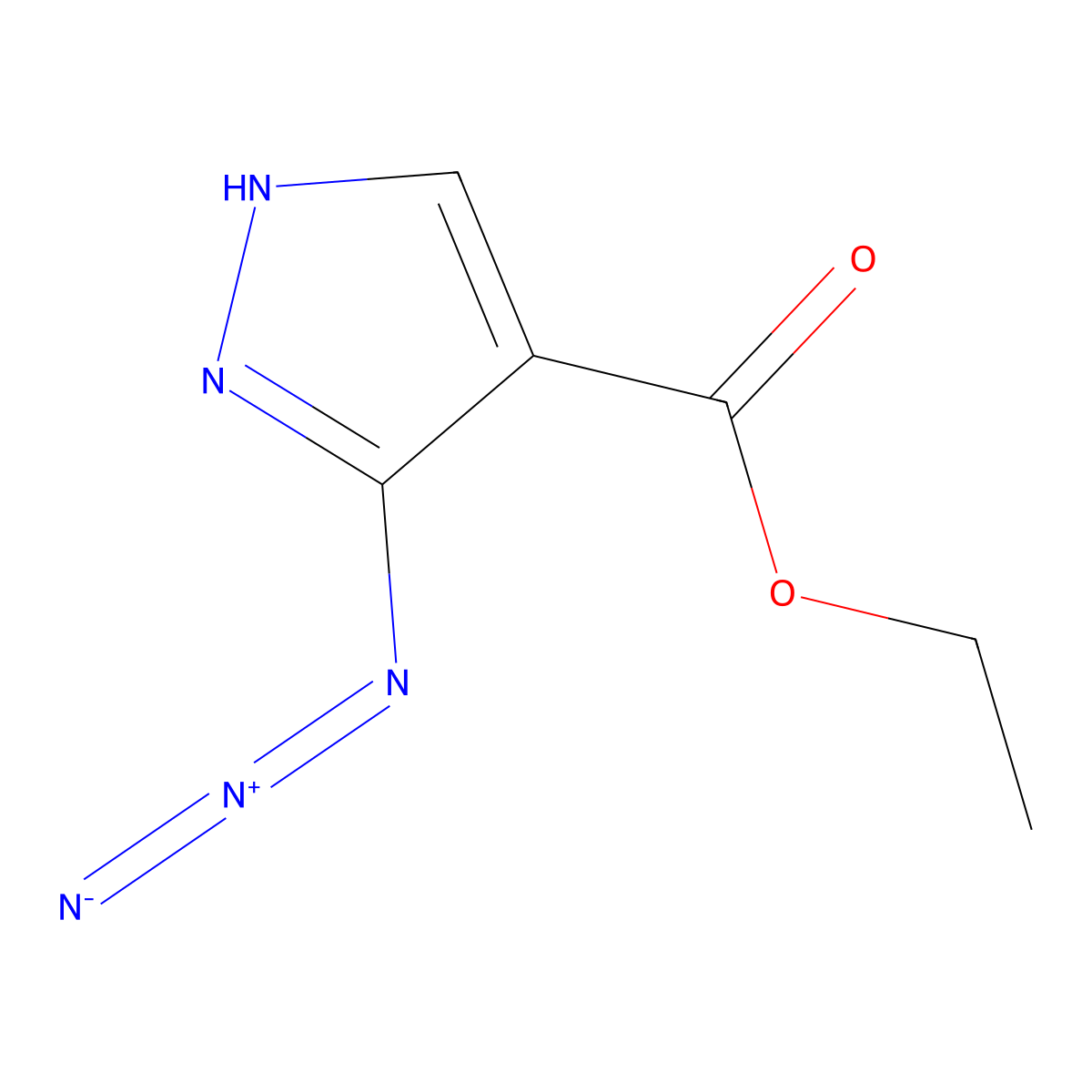 Ethyl 5-azido-1H-pyrazole-4-carboxylate molecular structure, CAS 53411-88-4