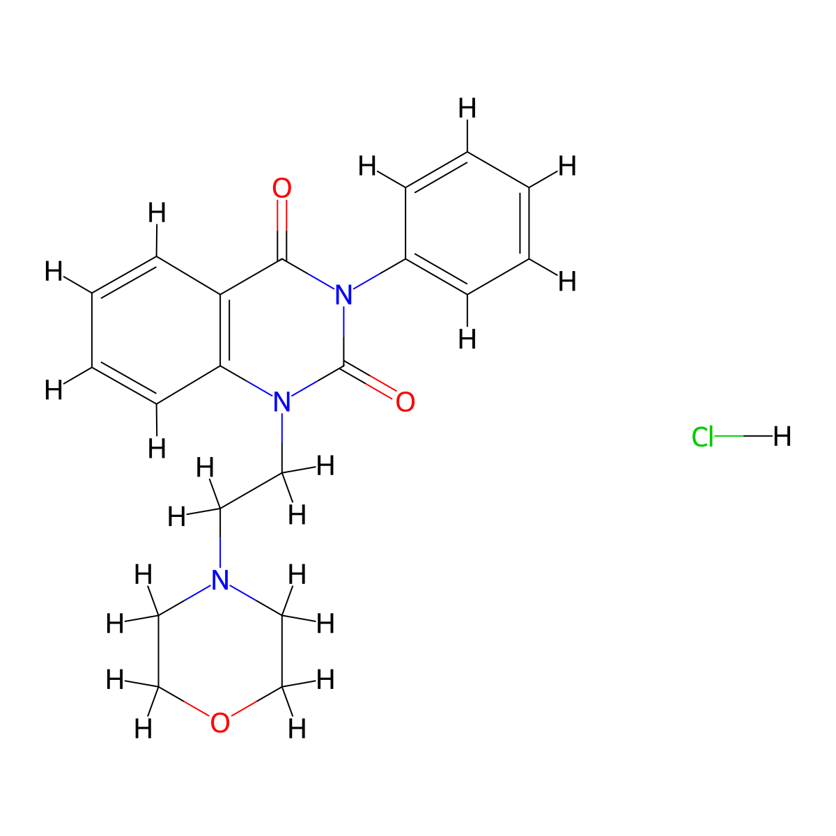 2,4(1H,3H)-Quinazolinedione, 1-(2-(4-morpholinyl)ethyl)-3-phenyl-, hydrochloride (1:1) molecular structure, CAS 53412-85-4