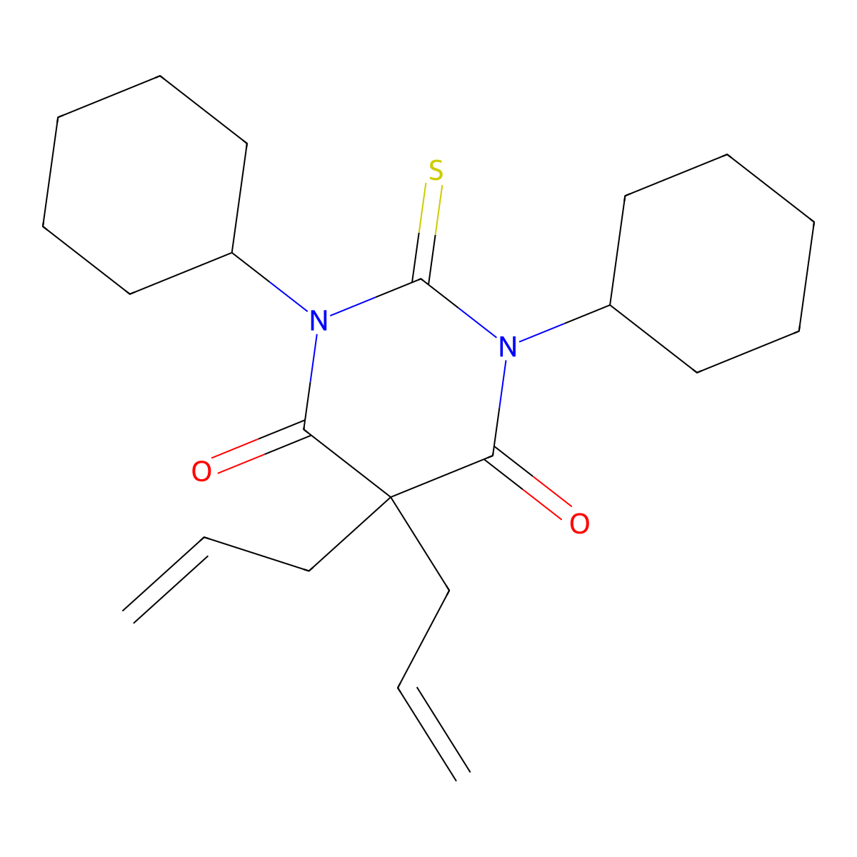 Barbituric acid, 5,5-diallyl-1,3-dicyclohexyl-2-thio- molecular structure, CAS 53414-36-1