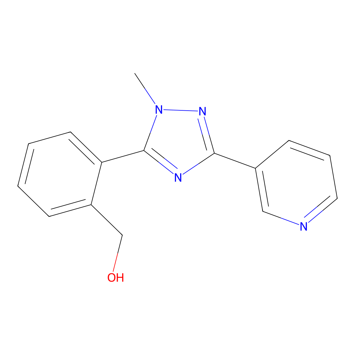 1-methyl-3-(3-pyridyl)-5-(2-hydroxymethylphenyl)-1H-1,2,4-triazole molecular structure, CAS 53415-46-6