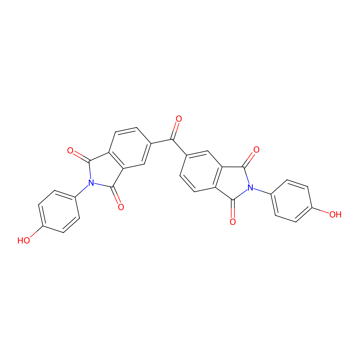 5,5'-carbonylbis[2-(4-hydroxyphenyl)-1H-isoindole-1,3(2H)-dione] molecular structure, CAS 53417-18-8