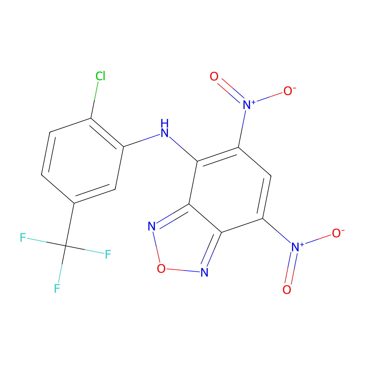 N-[2-chloro-5-(trifluoromethyl)phenyl]-5,7-dinitro-2,1,3-benzoxadiazol-4-amine molecular structure, CAS 5342-20-1
