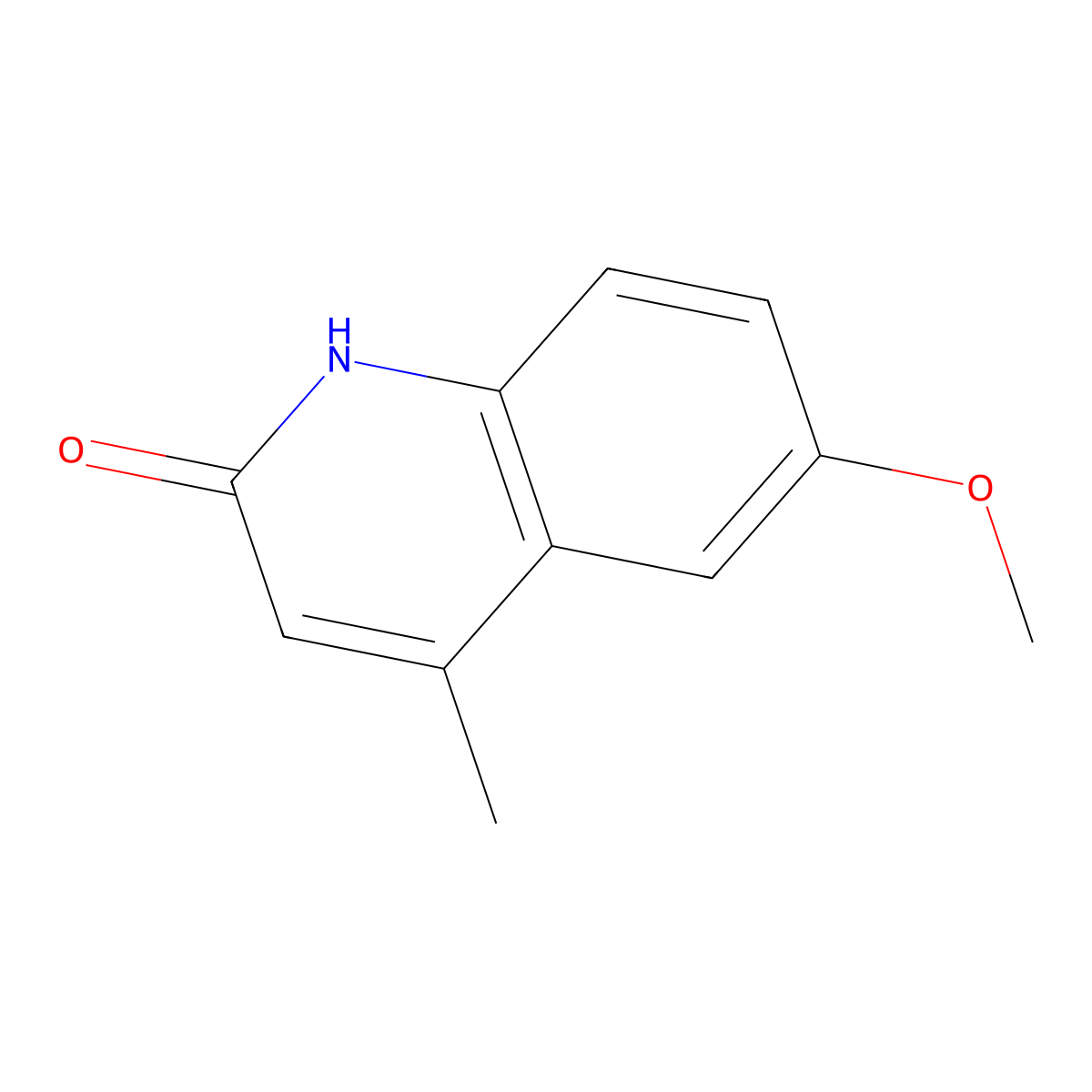 2-Hydroxy-6-methoxy-4-methylquinoline molecular structure, CAS 5342-23-4