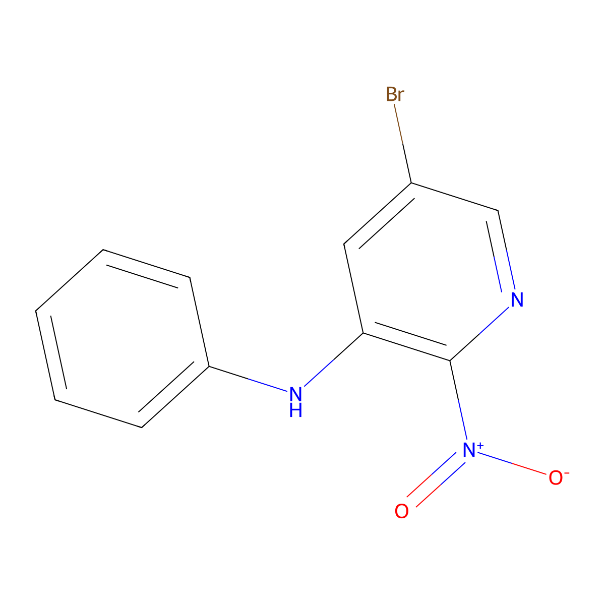 5-bromo-2-nitro-N-phenylpyridin-3-amine molecular structure, CAS 5342-60-9