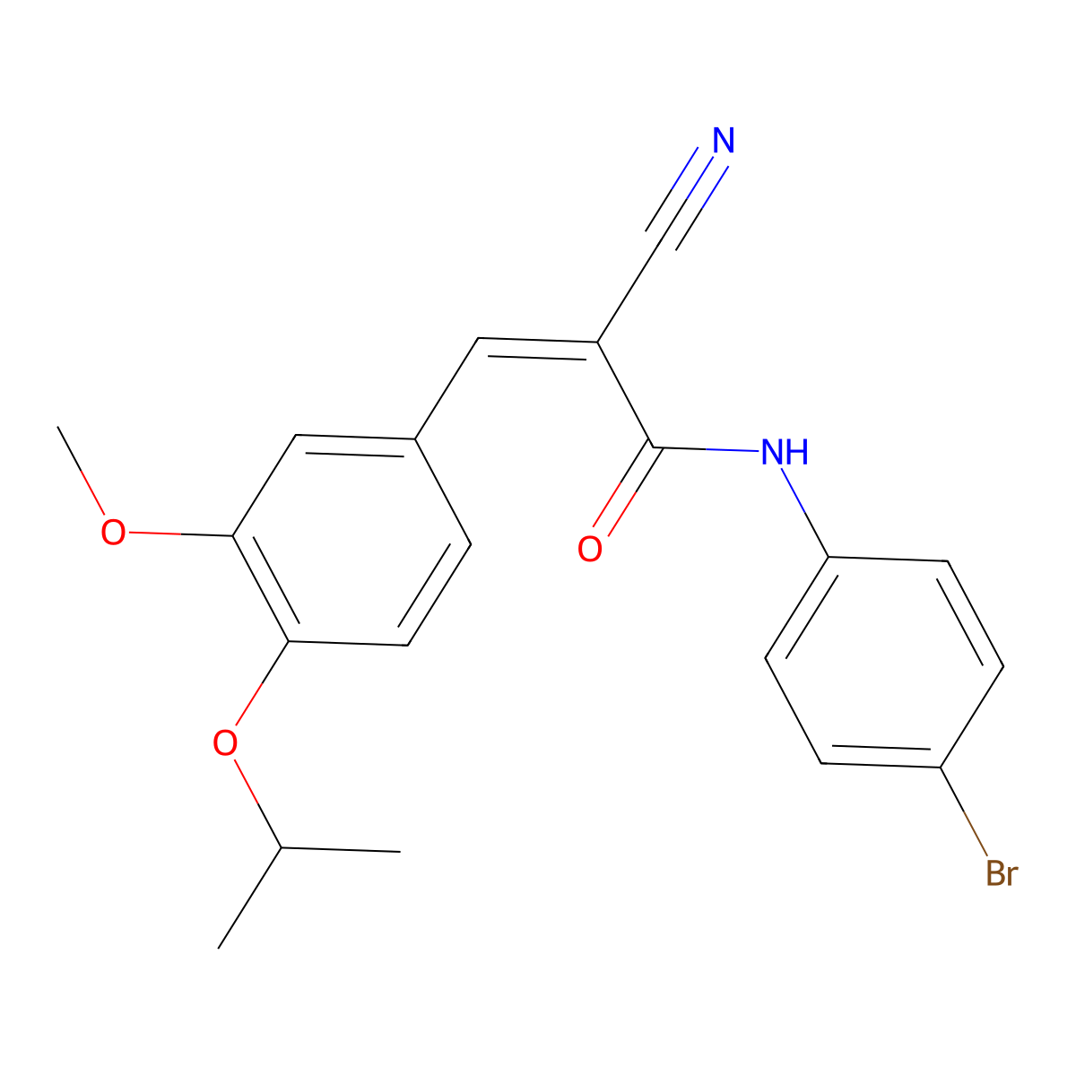 N-(4-Bromophenyl)-2-cyano-3-(3-methoxy-4-propan-2-yloxy-phenyl)prop-2-enamide molecular structure, CAS 5342-62-1