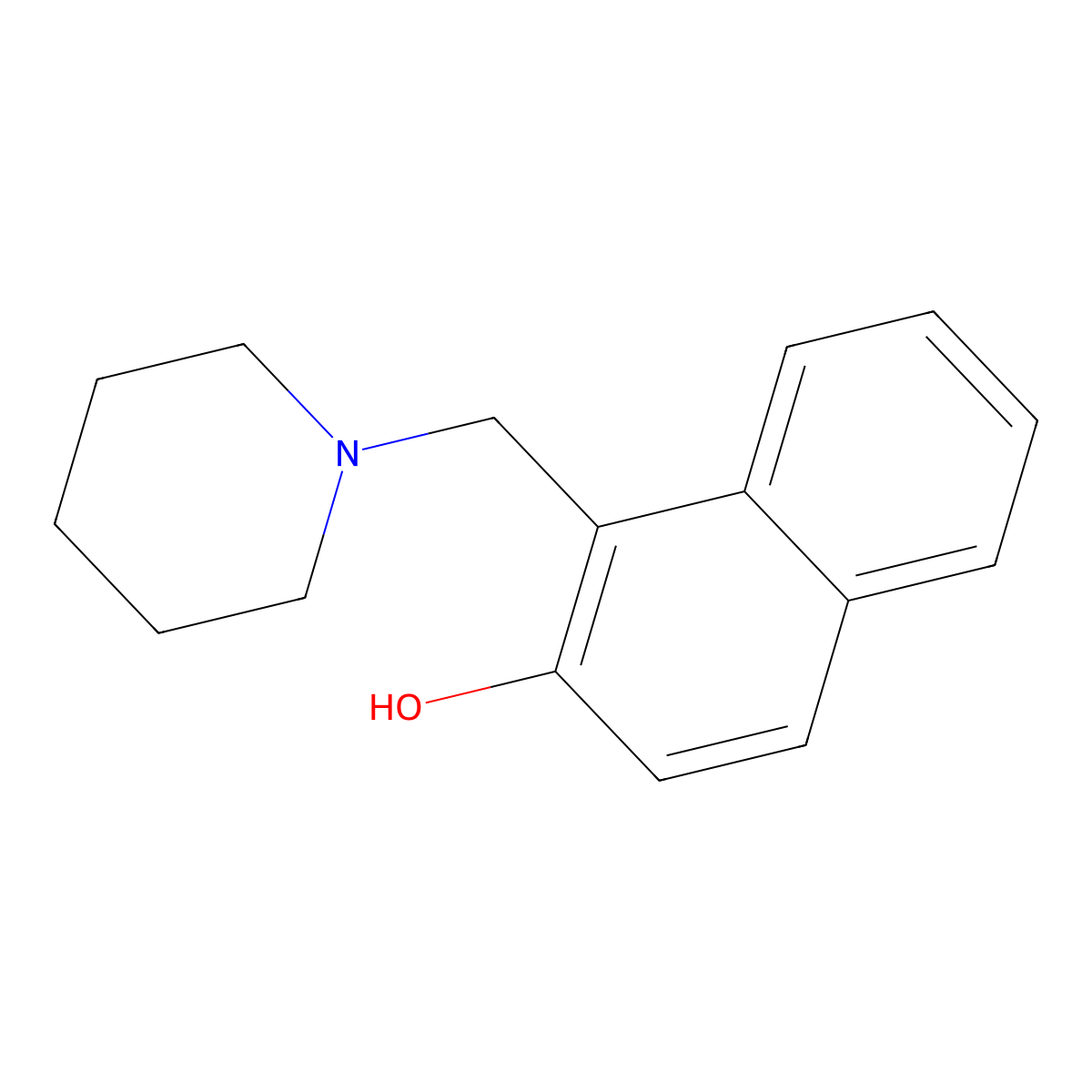 1-(1-Piperidinylmethyl)-2-naphthalenol molecular structure, CAS 5342-95-0