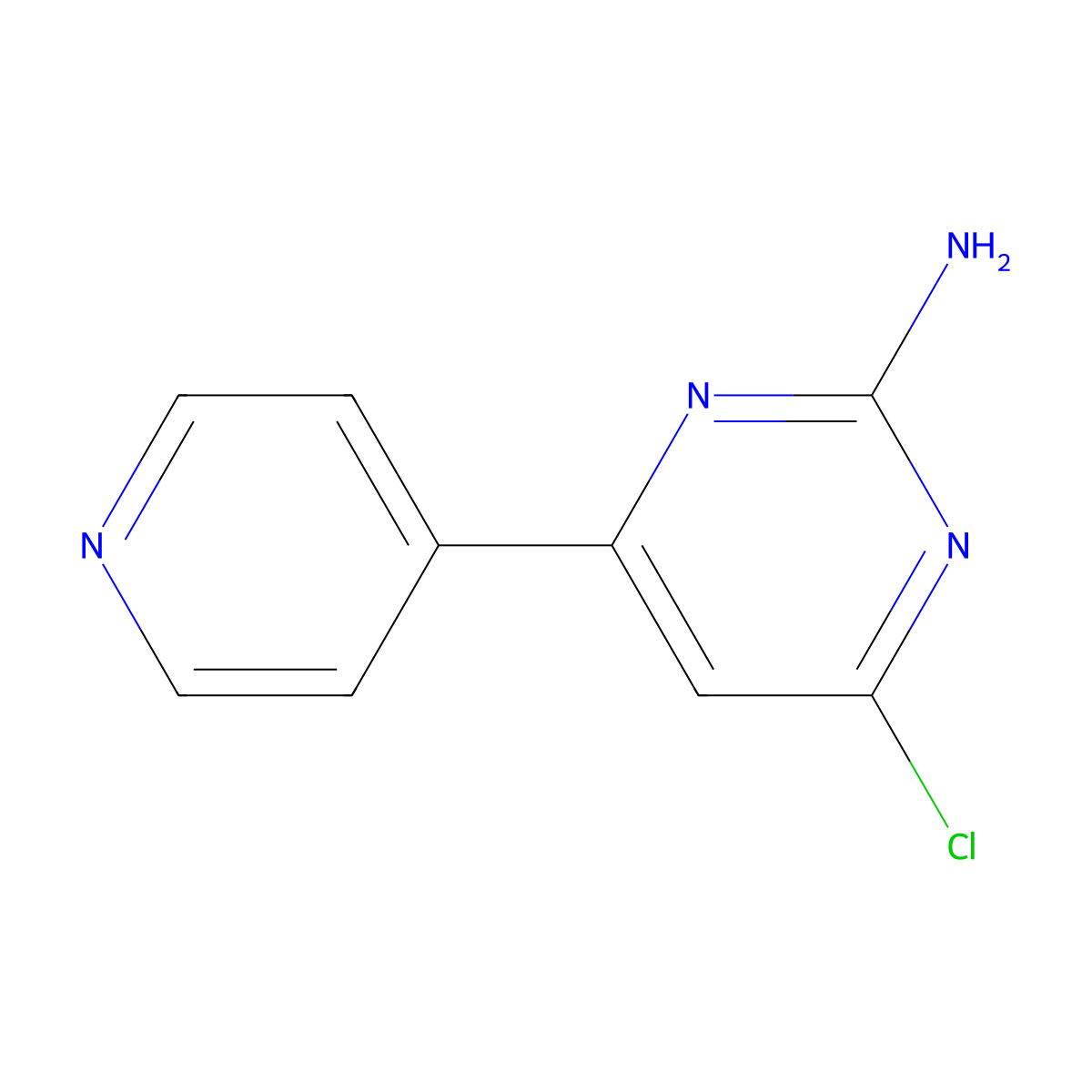 4-Chloro-6-(pyridin-4-yl)pyrimidin-2-amine molecular structure, CAS 53421-90-2