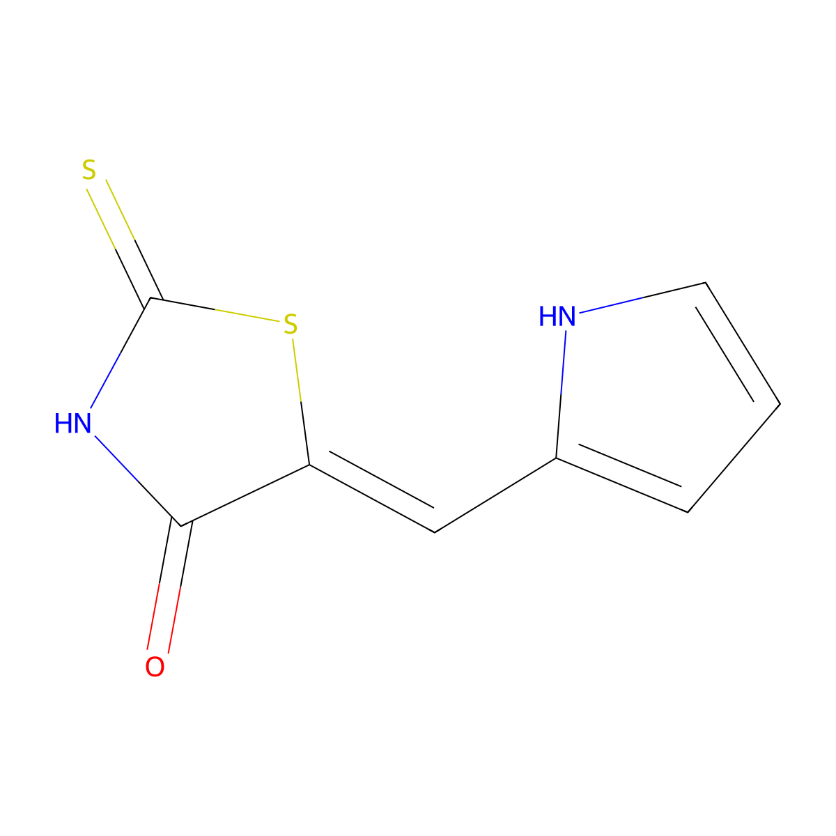 4-Thiazolidinone, 5-(1H-pyrrol-2-ylmethylene)-2-thioxo- molecular structure, CAS 53428-07-2