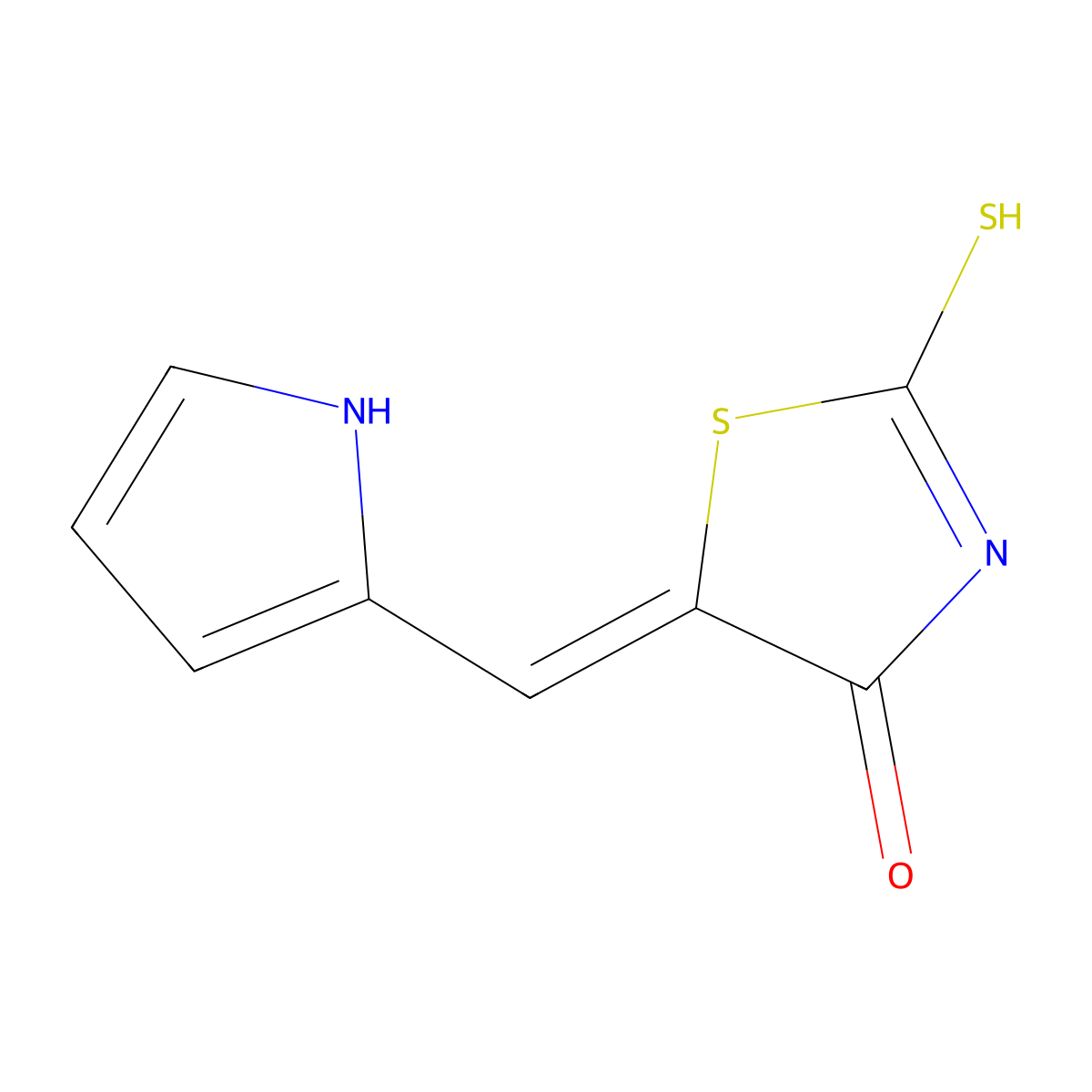 4-Thiazolidinone, 5-(1H-pyrrol-2-ylmethylene)-2-thioxo- molecular structure, CAS 53428-07-2