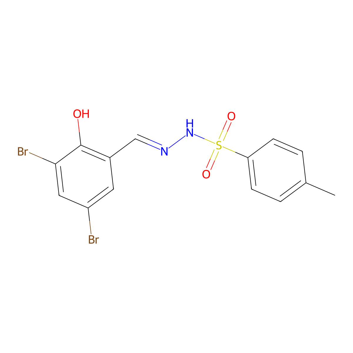 N'-[(E)-(3,5-dibromo-2-hydroxyphenyl)methylidene]-4-methylbenzenesulfonohydrazide molecular structure, CAS 53429-79-1
