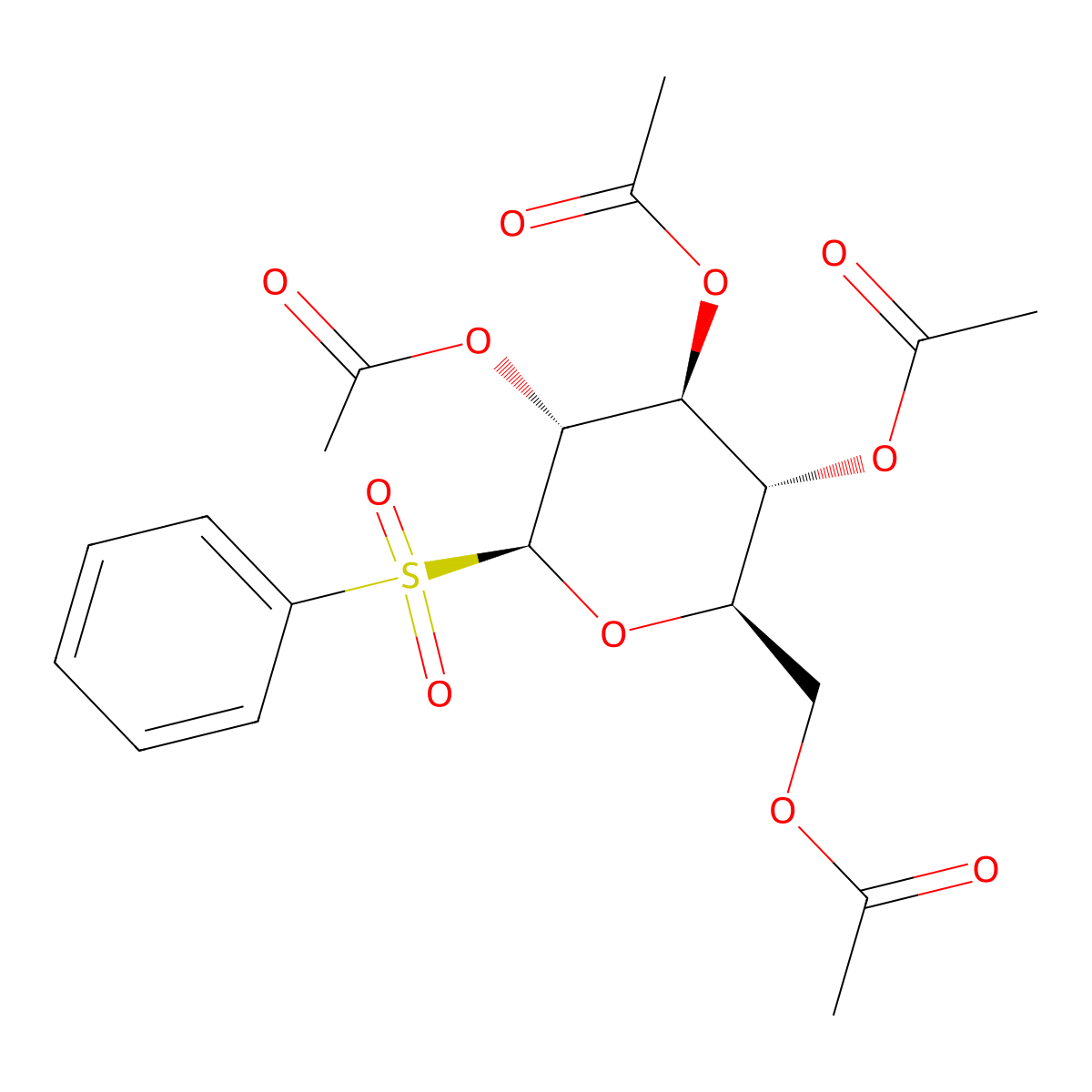 beta-D-Glucopyranose, 1-deoxy-1-(phenylsulfonyl)-, tetraacetate molecular structure, CAS 53438-23-6
