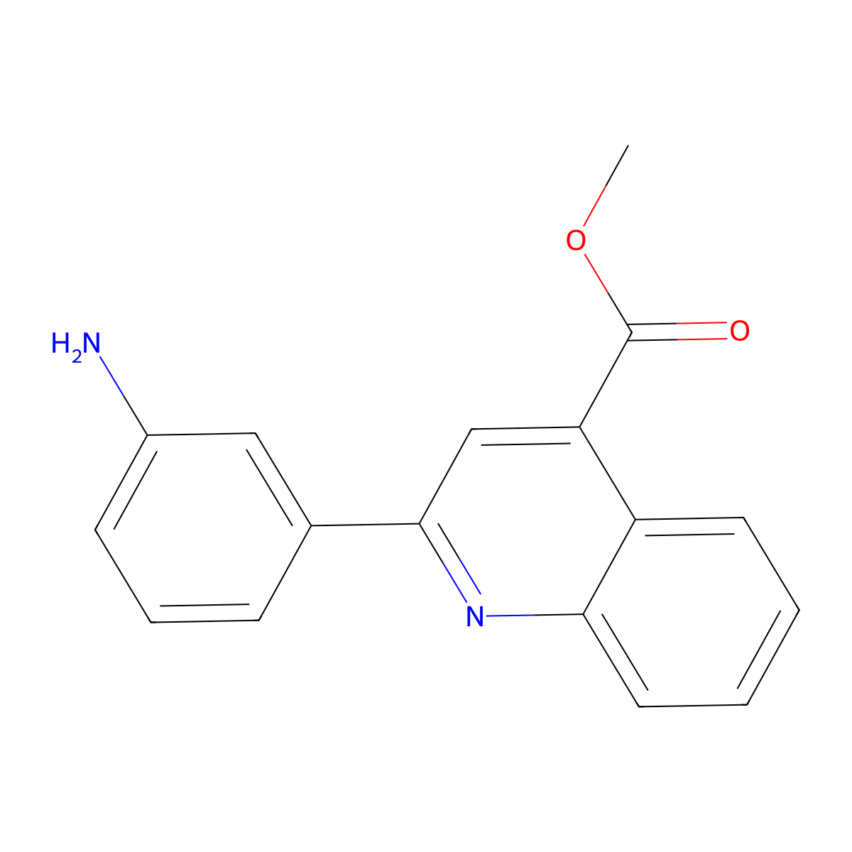 Methyl 2-(3-aminophenyl)quinoline-4-carboxylate molecular structure, CAS 5344-03-6