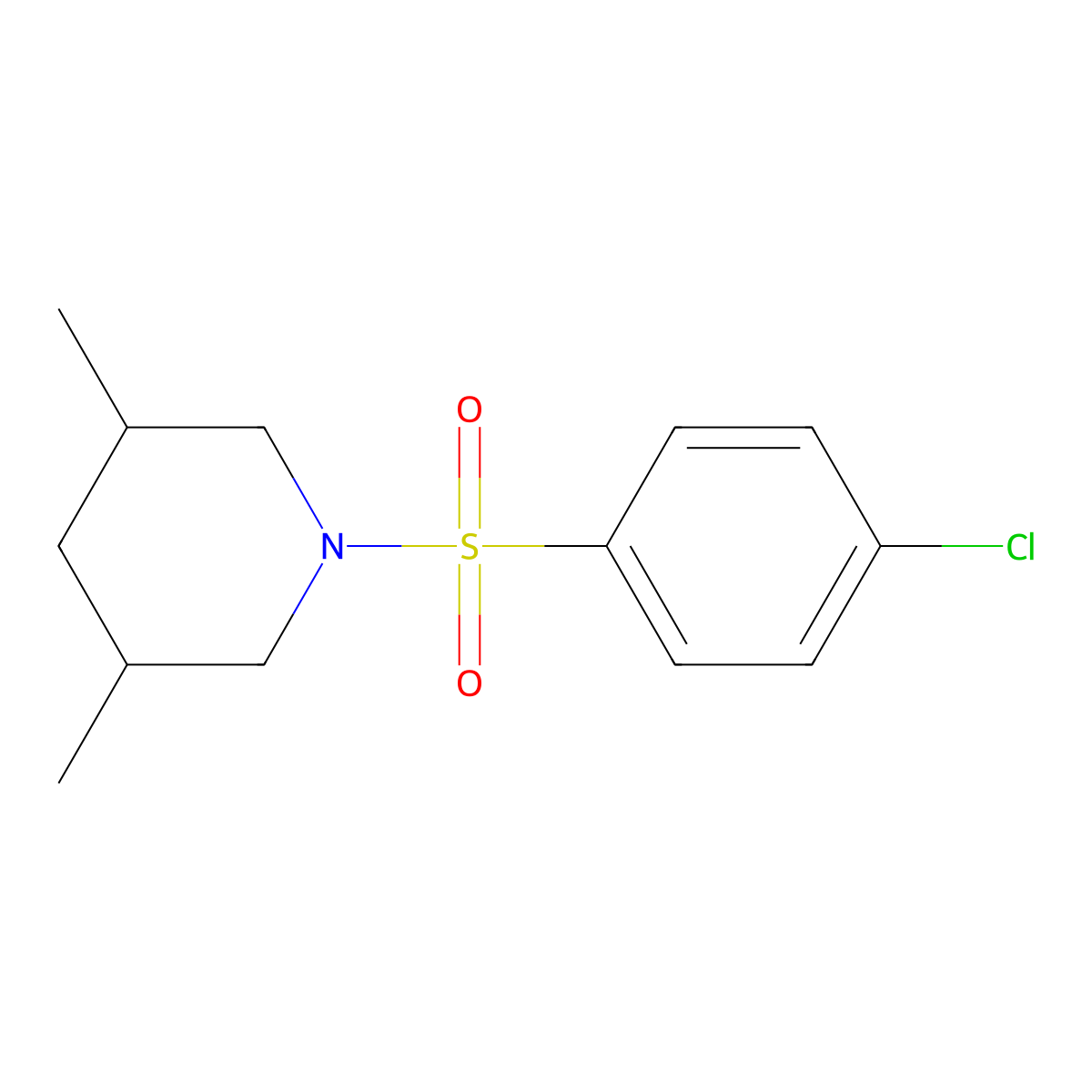 1-(4-Chlorophenyl)sulfonyl-3,5-dimethylpiperidine molecular structure, CAS 5344-11-6