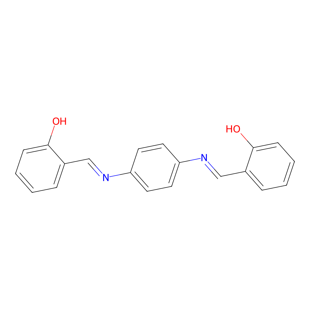 N,N'-Bis(2-hydroxybenzylidene)-1,4-phenylenediamine molecular structure, CAS 5344-68-3