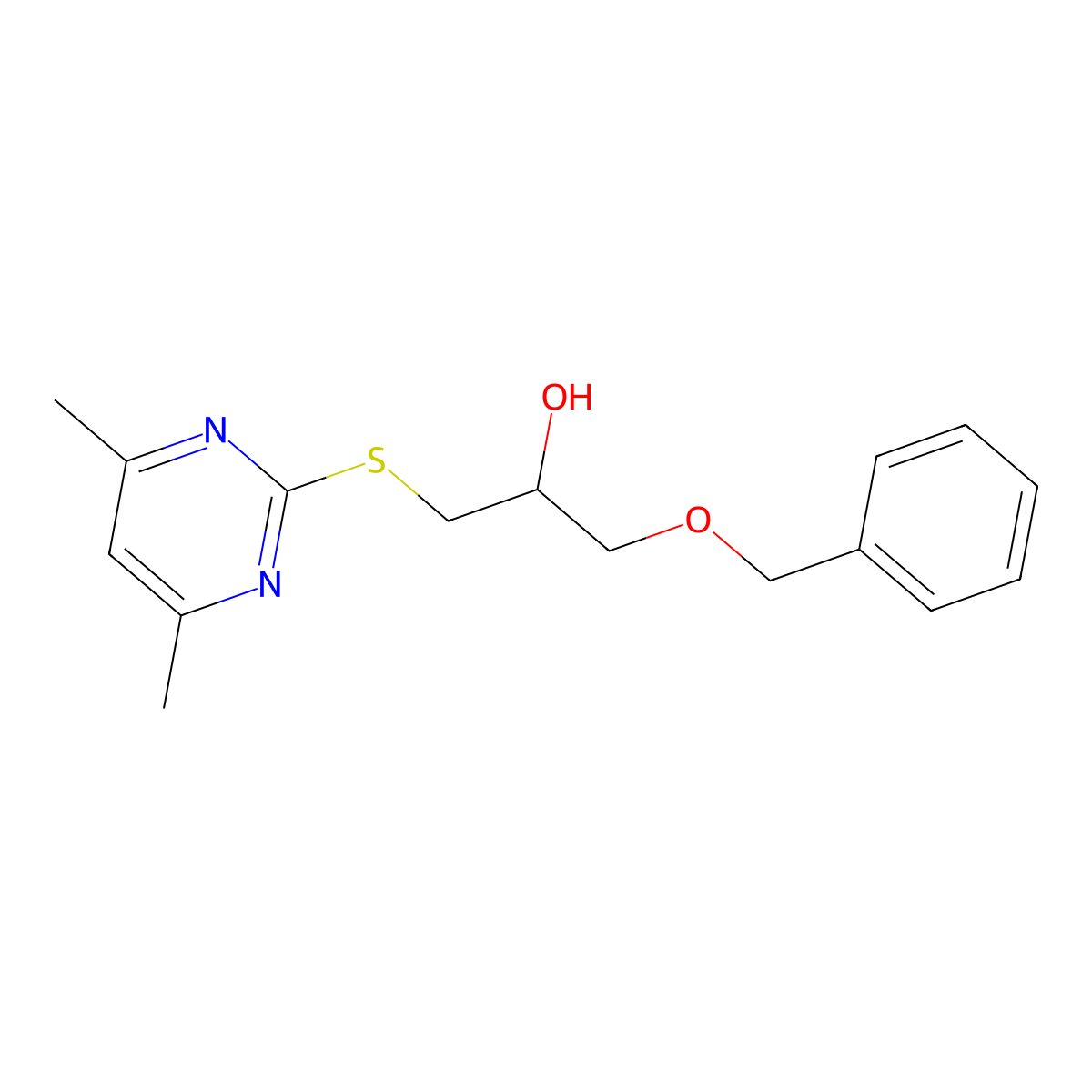 1-(4,6-Dimethylpyrimidin-2-yl)sulfanyl-3-phenylmethoxypropan-2-ol molecular structure, CAS 5344-85-4