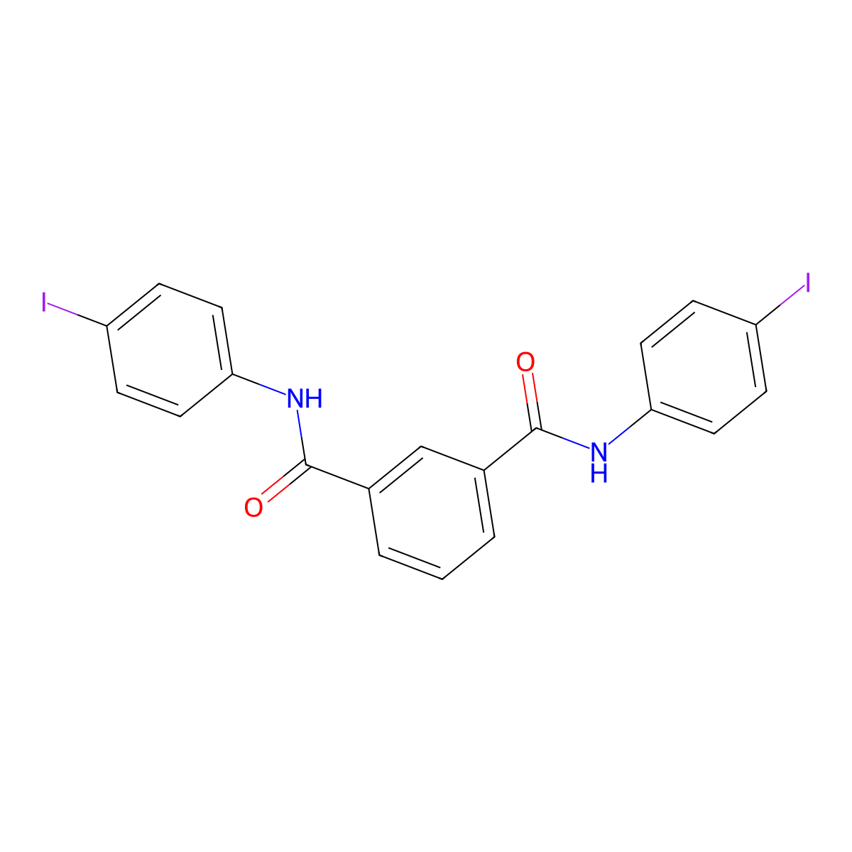 1-N,3-N-bis(4-iodophenyl)benzene-1,3-dicarboxamide molecular structure, CAS 5344-95-6