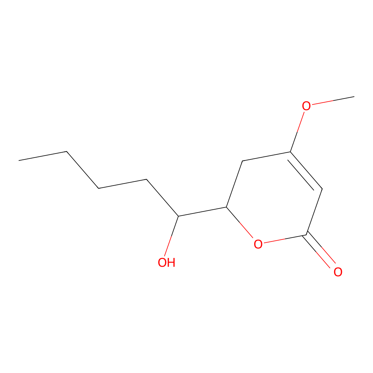 6-(1-Hydroxy-pentyl)-4-methoxy-5,6-dihydro-pyran-2-one molecular structure, CAS 53448-08-1