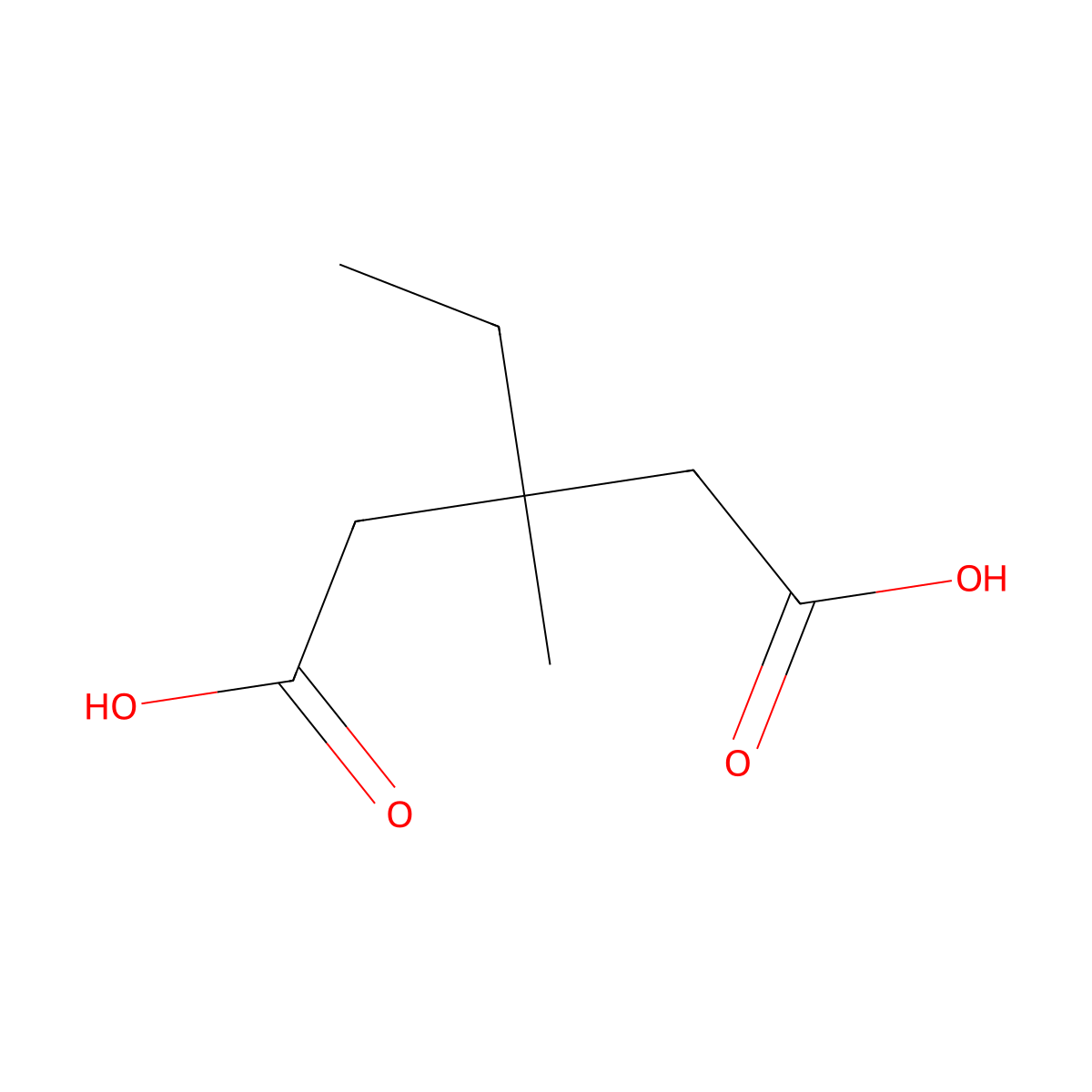 3-Ethyl-3-methylglutaric acid molecular structure, CAS 5345-01-7