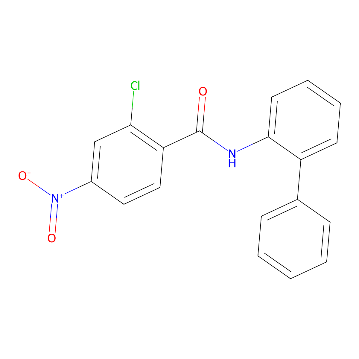 N-(biphenyl-2-yl)-2-chloro-4-nitrobenzamide molecular structure, CAS 5345-08-4