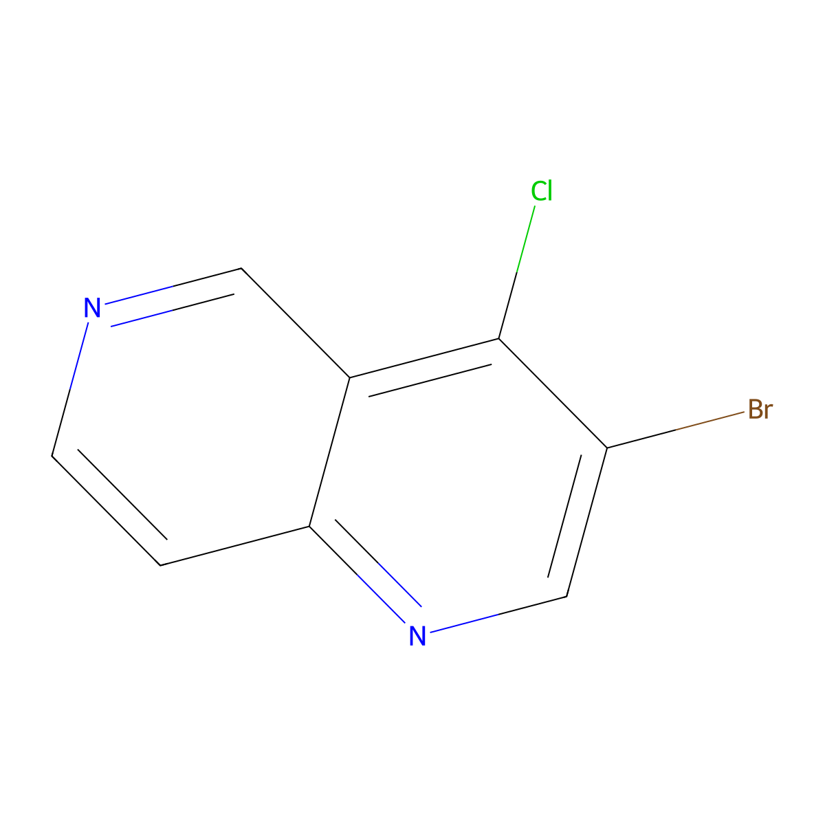 3-Bromo-4-chloro-1,6-naphthyridine molecular structure, CAS 53454-36-7