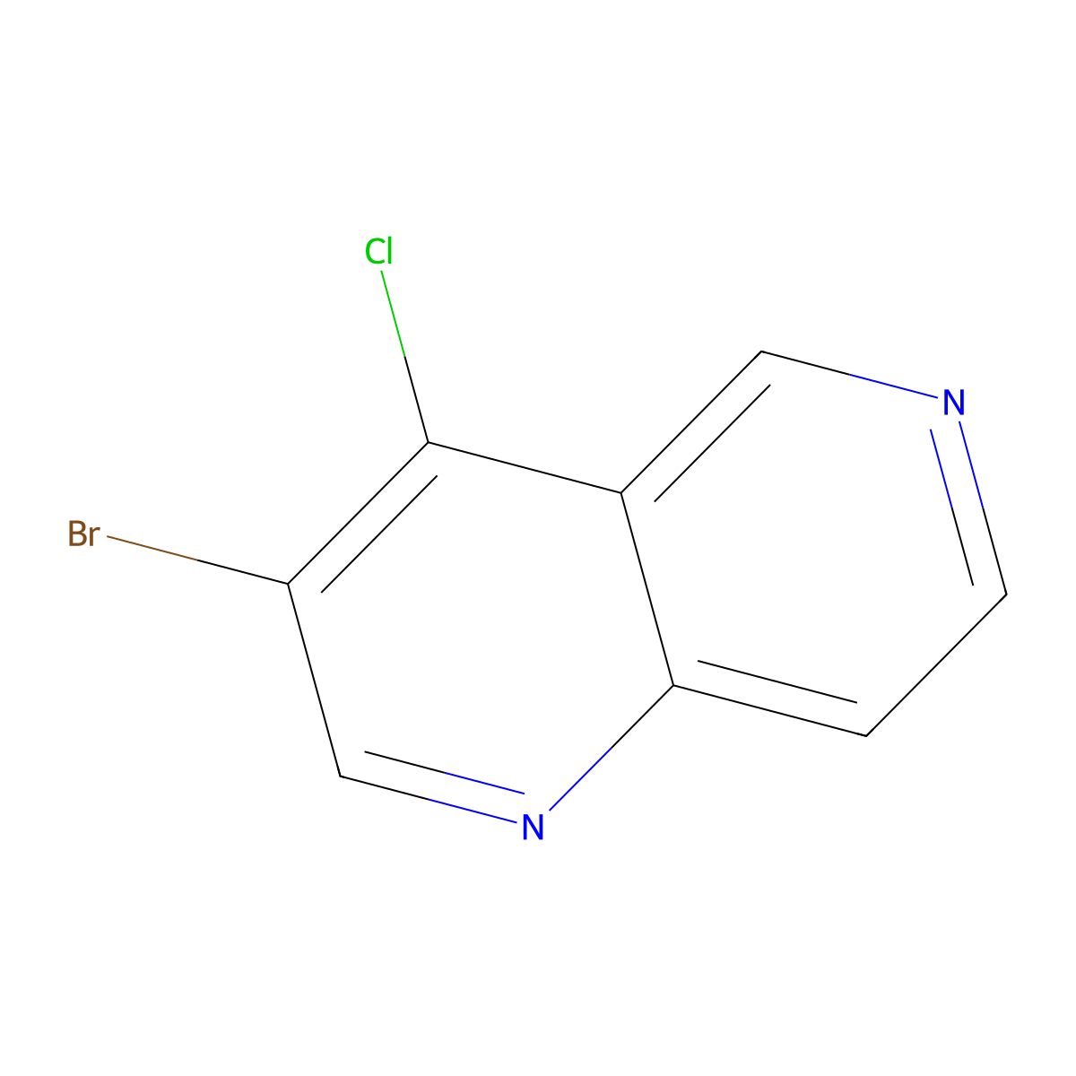 3-Bromo-4-chloro-1,6-naphthyridine molecular structure, CAS 53454-36-7