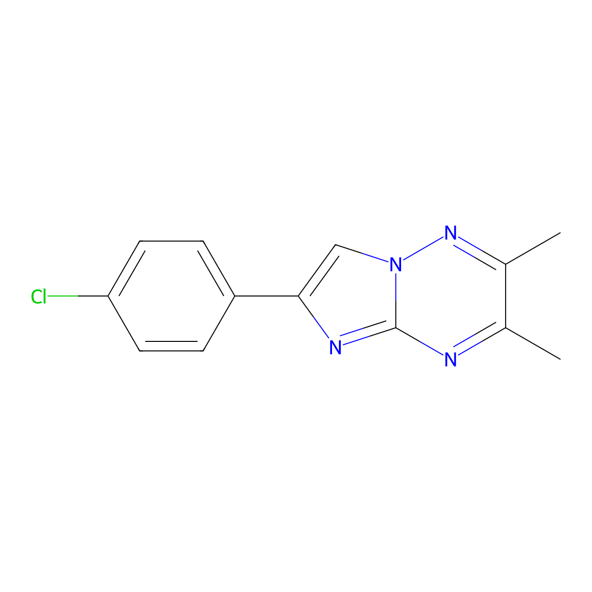 6-(4-Chlorophenyl)-2,3-dimethylimidazo[1,2-b][1,2,4]triazine molecular structure, CAS 53454-45-8