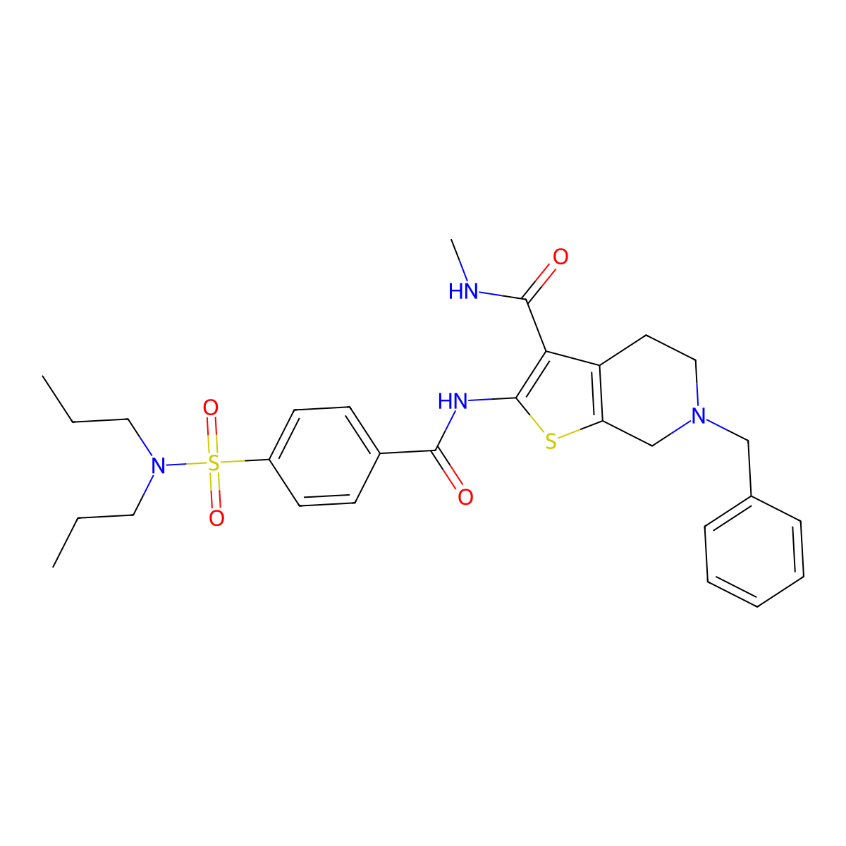 6-benzyl-2-[[4-(dipropylsulfamoyl)benzoyl]amino]-N-methyl-5,7-dihydro-4H-thieno[2,3-c]pyridine-3-carboxamide molecular structure, CAS 534552-84-6