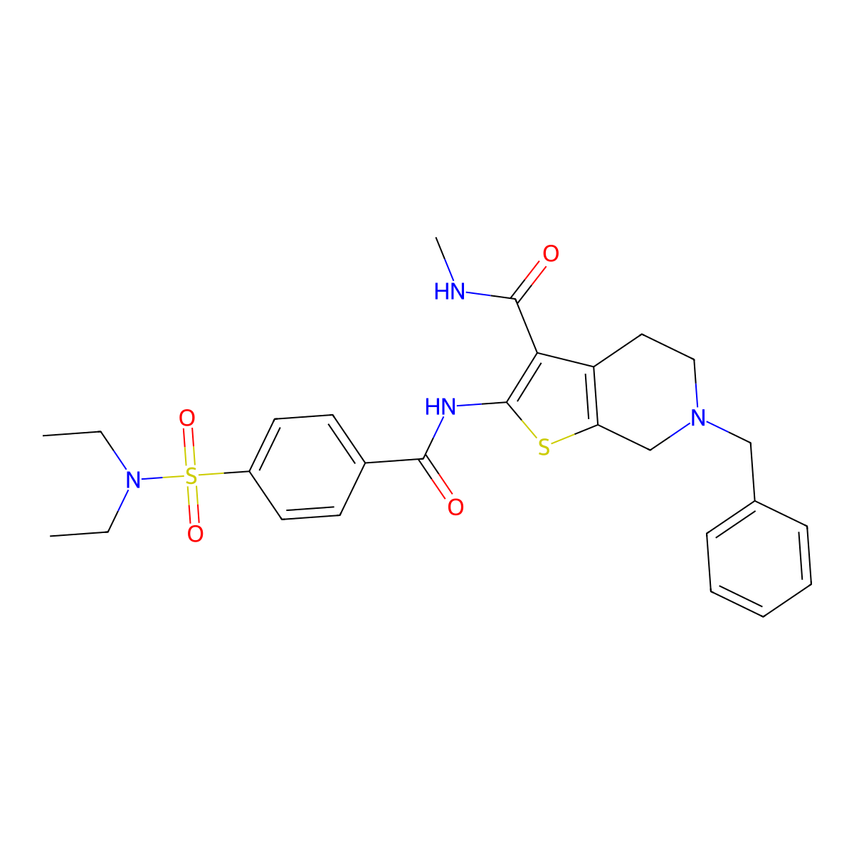 6-benzyl-2-(4-(N,N-diethylsulfamoyl)benzamido)-N-methyl-4,5,6,7-tetrahydrothieno[2,3-c]pyridine-3-carboxamide molecular structure, CAS 534552-91-5