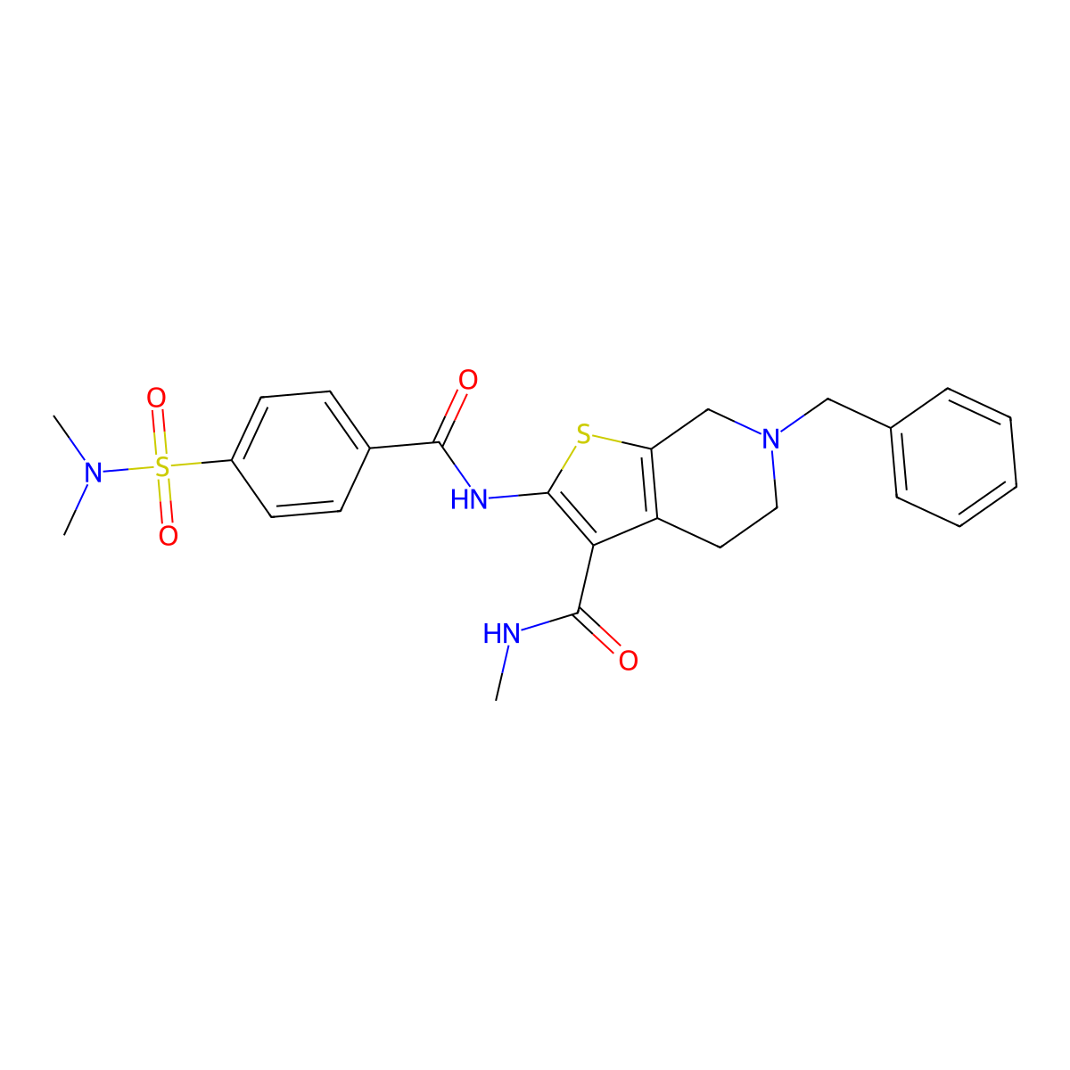 6-benzyl-2-(4-(N,N-dimethylsulfamoyl)benzamido)-N-methyl-4,5,6,7-tetrahydrothieno[2,3-c]pyridine-3-carboxamide molecular structure, CAS 534552-98-2