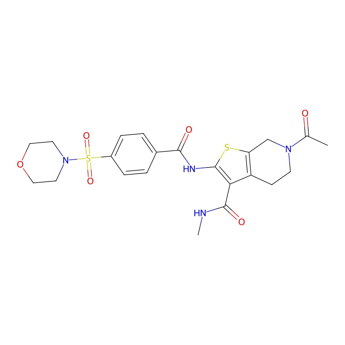6-acetyl-N-methyl-2-(4-(morpholinosulfonyl)benzamido)-4,5,6,7-tetrahydrothieno[2,3-c]pyridine-3-carboxamide molecular structure, CAS 534553-26-9