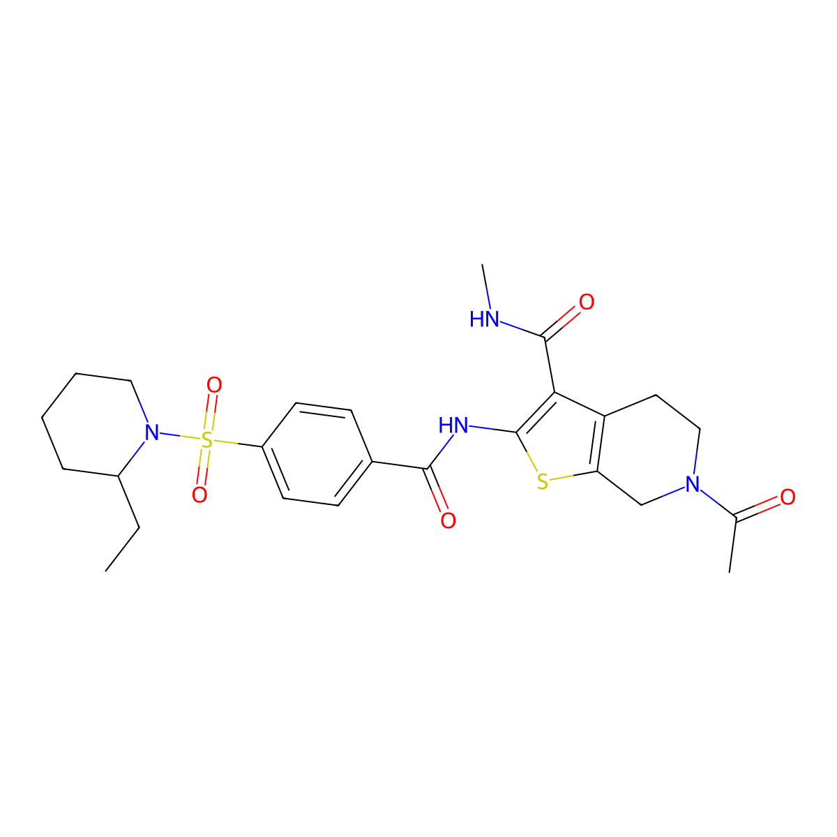 6-acetyl-2-(4-((2-ethylpiperidin-1-yl)sulfonyl)benzamido)-N-methyl-4,5,6,7-tetrahydrothieno[2,3-c]pyridine-3-carboxamide molecular structure, CAS 534553-73-6