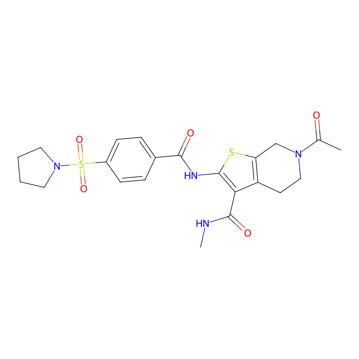 6-acetyl-N-methyl-2-(4-(pyrrolidin-1-ylsulfonyl)benzamido)-4,5,6,7-tetrahydrothieno[2,3-c]pyridine-3-carboxamide molecular structure, CAS 534553-94-1