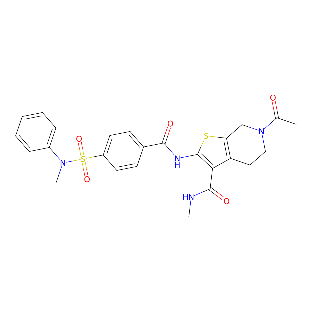 6-acetyl-N-methyl-2-(4-(N-methyl-N-phenylsulfamoyl)benzamido)-4,5,6,7-tetrahydrothieno[2,3-c]pyridine-3-carboxamide molecular structure, CAS 534554-47-7