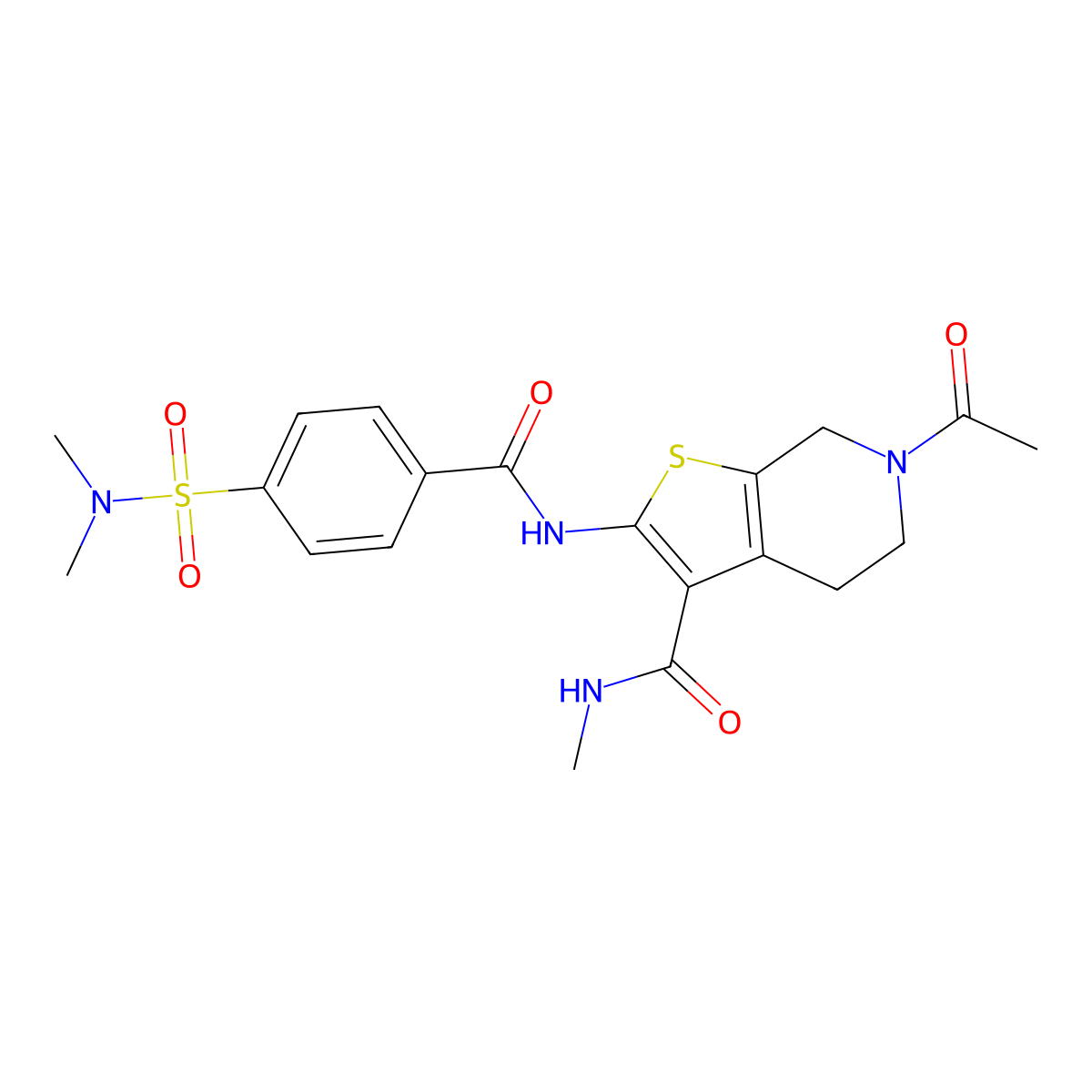 6-acetyl-2-[[4-(dimethylsulfamoyl)benzoyl]amino]-N-methyl-5,7-dihydro-4H-thieno[2,3-c]pyridine-3-carboxamide molecular structure, CAS 534555-06-1
