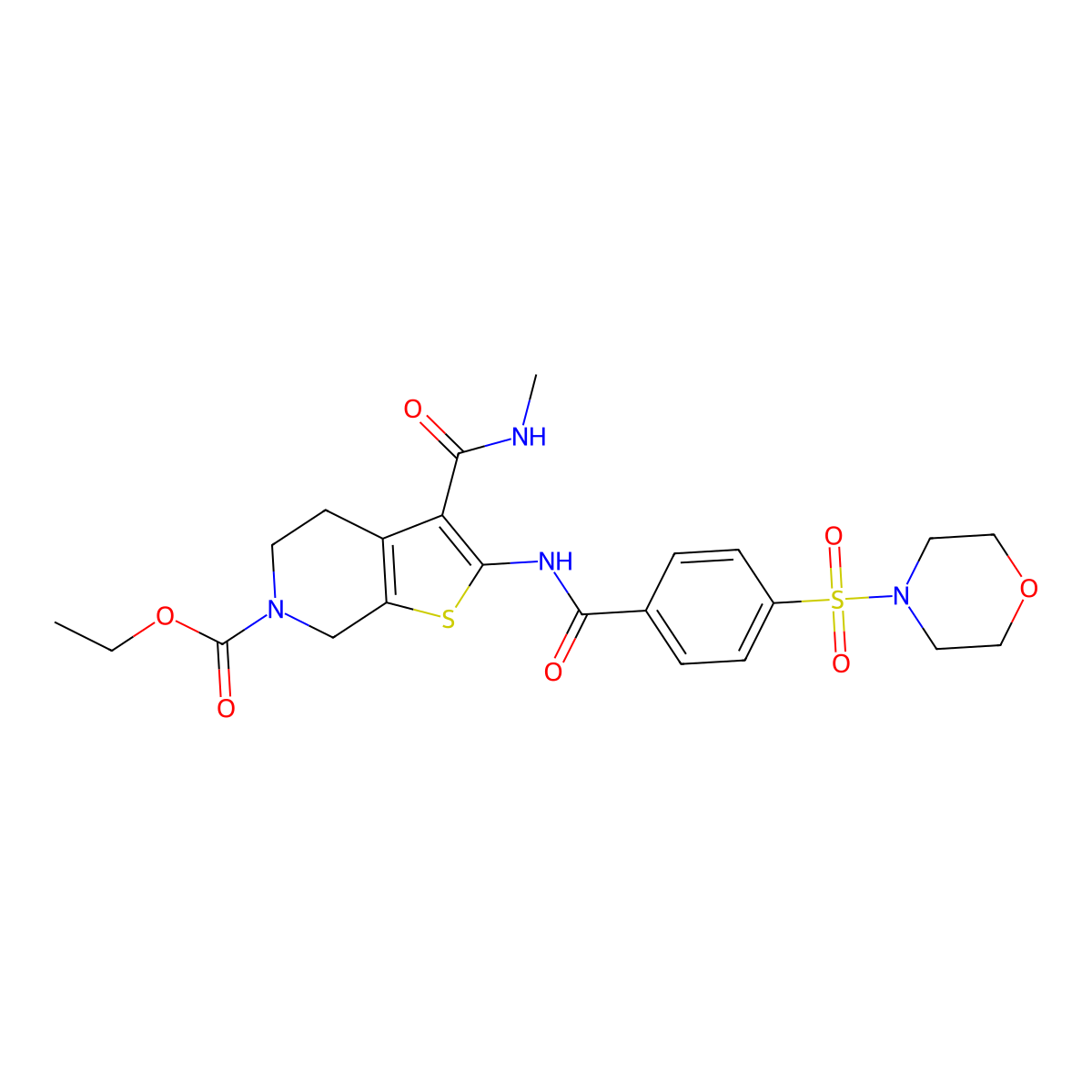 ethyl 3-(methylcarbamoyl)-2-(4-(morpholinosulfonyl)benzamido)-4,5-dihydrothieno[2,3-c]pyridine-6(7H)-carboxylate molecular structure, CAS 534555-34-5