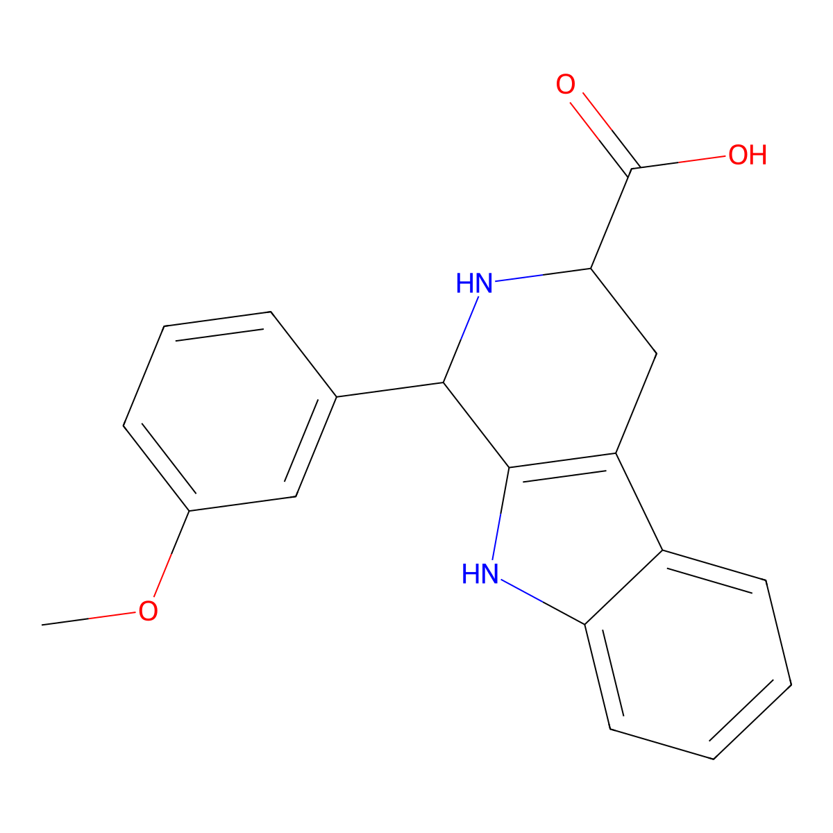 1-(3-methoxyphenyl)-2,3,4,9-tetrahydro-1H-pyrido[3,4-b]indole-3-carboxylic acid molecular structure, CAS 534557-15-8