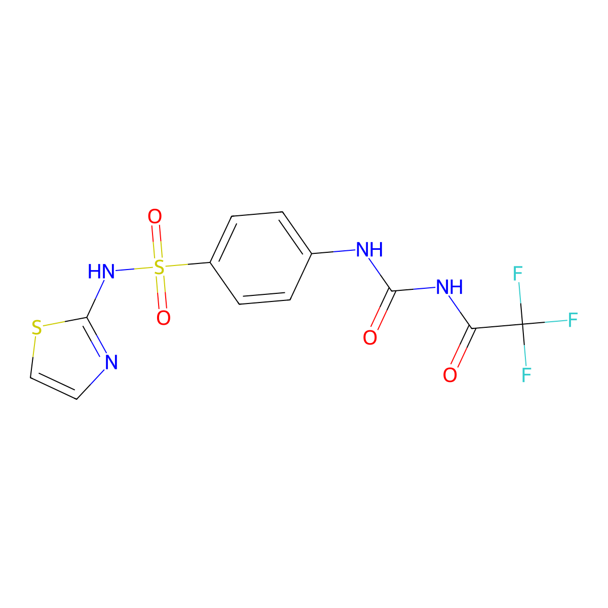 N-(1,3-thiazol-2-yl)-4-({[(trifluoroacetyl)amino]carbonyl}amino)benzenesulfonamide molecular structure, CAS 534559-49-4