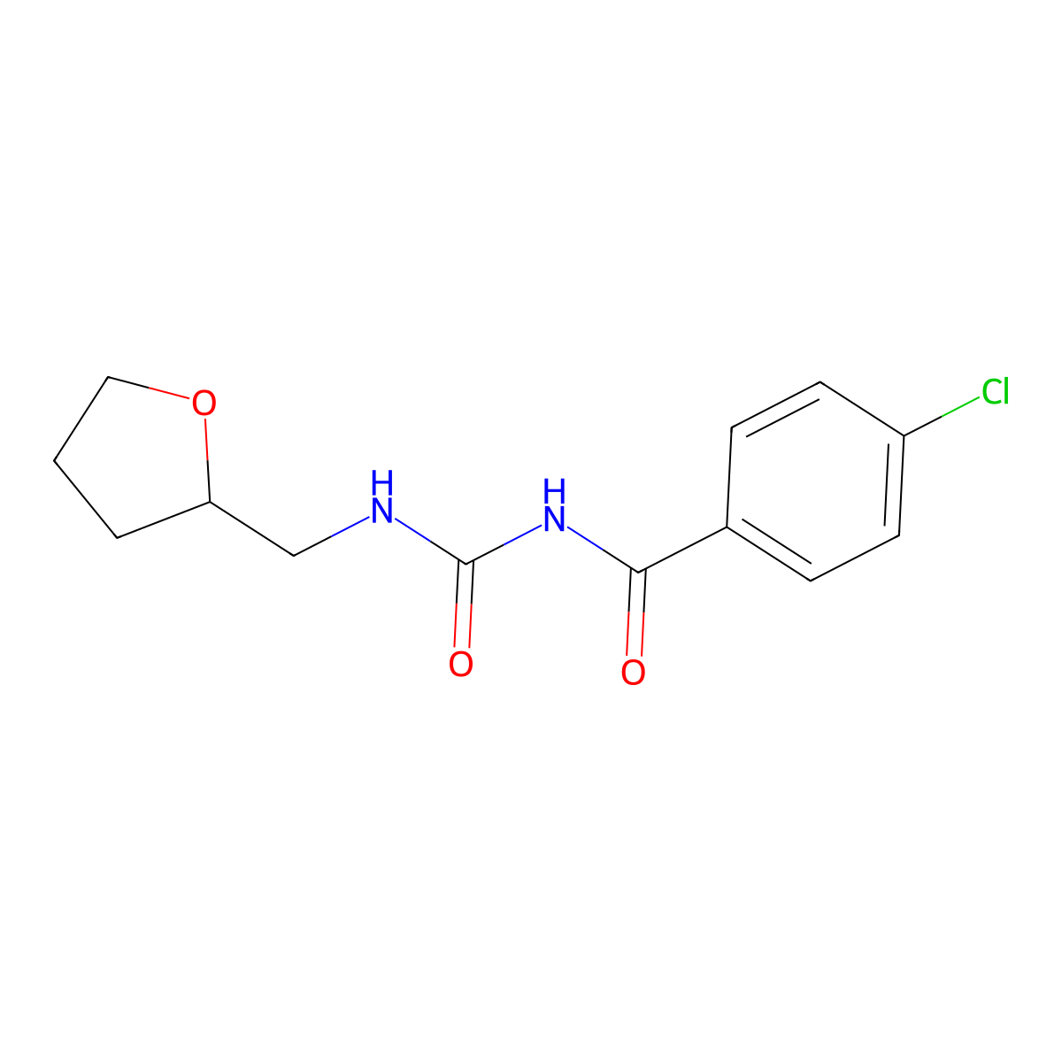 4-chloro-N-(((tetrahydrofuran-2-yl)methyl)carbamoyl)benzamide molecular structure, CAS 534559-59-6