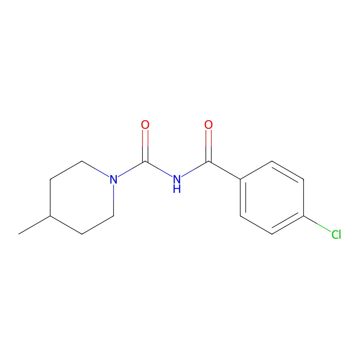N-(4-chlorobenzoyl)-4-methylpiperidine-1-carboxamide molecular structure, CAS 534559-68-7