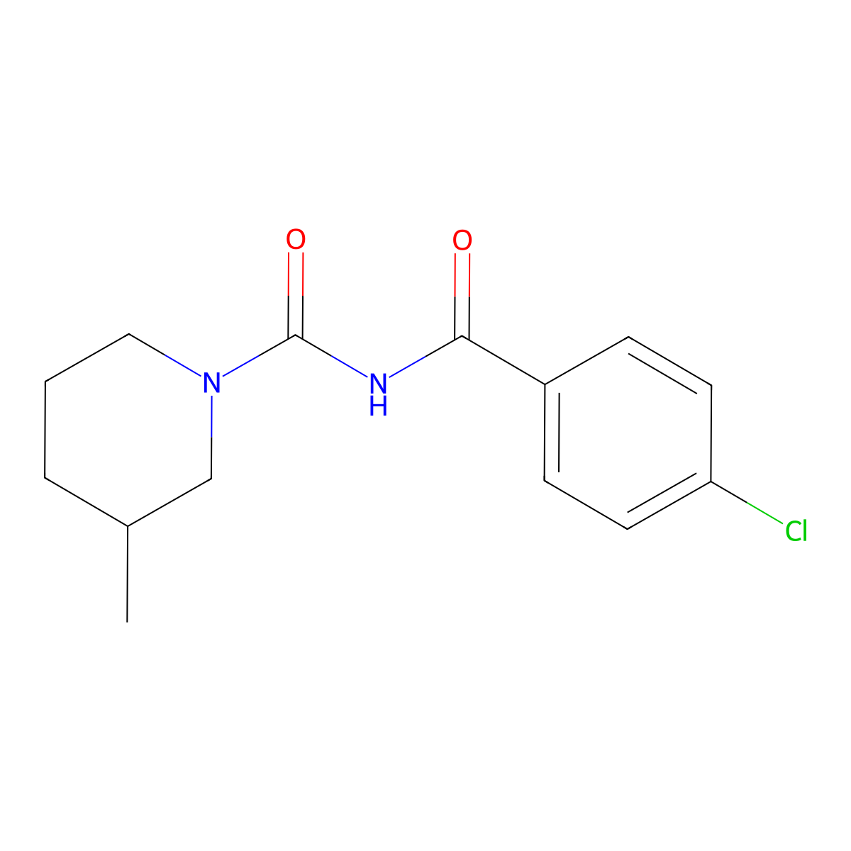 N-(4-chlorobenzoyl)-3-methylpiperidine-1-carboxamide molecular structure, CAS 534559-69-8