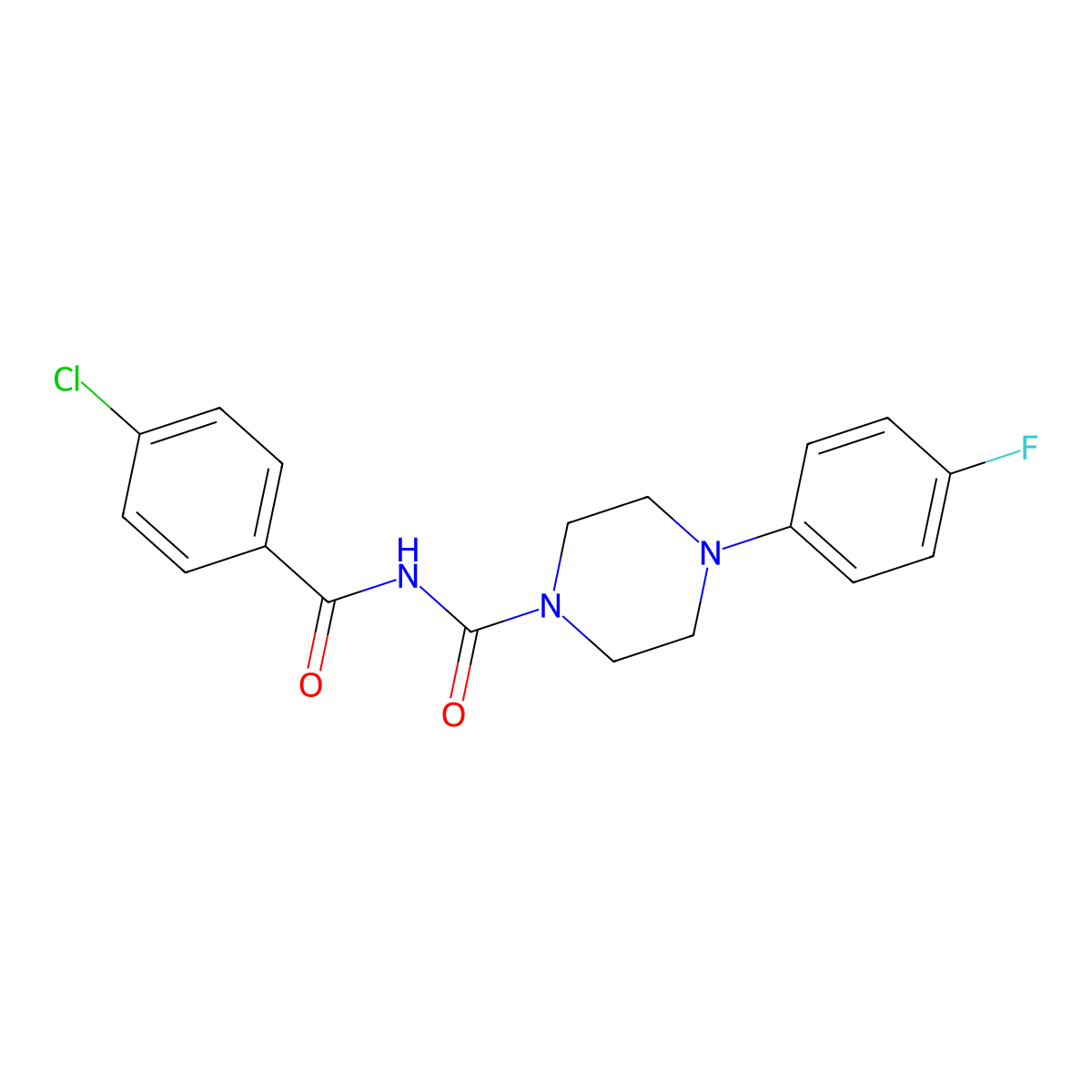 N-(4-chlorobenzoyl)-4-(4-fluorophenyl)piperazine-1-carboxamide molecular structure, CAS 534559-82-5