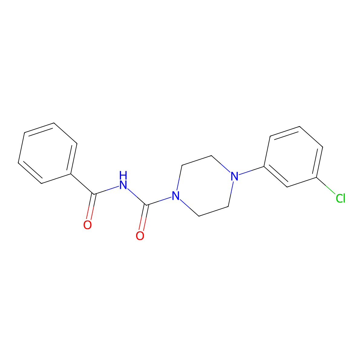 N-benzoyl-4-(3-chlorophenyl)-1-piperazinecarboxamide molecular structure, CAS 534560-49-1